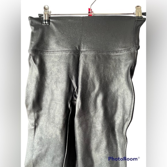 SPANX Pants - Spanx Faux Black Glitter Leather Leggings Size Small